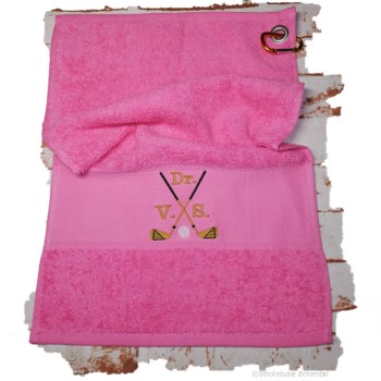 Golfhandtuch pink mit Initialen